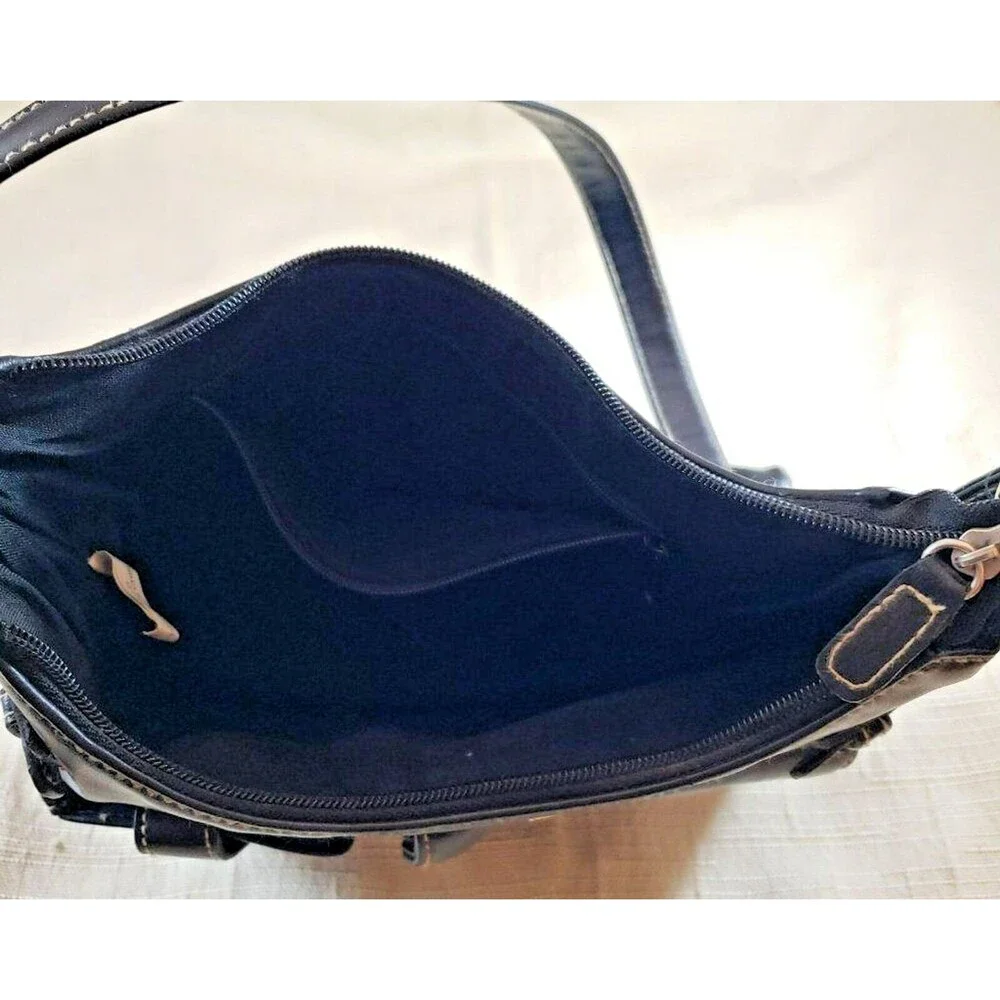 Unbranded Faux Leather Black Mini/Small Shoulder Handbag/Purse, Front Pockets